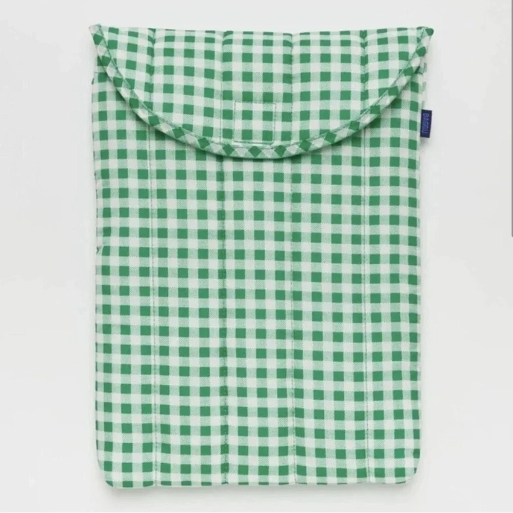 NWT Baggu Puffy Laptop Sleeve 13"/14" - Green Gingham - Picture 2 of 2